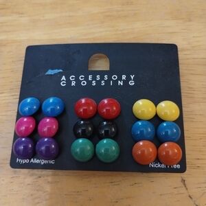 NWT Accessory Crossing 9 pairs of colorful stud earrings